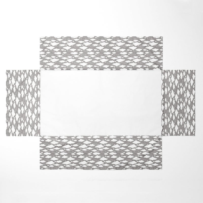 Bacati Clouds in The City Grey Clouds Crib/Toddler Bed Skirt Dust Ruffle, White/Grey - Image 3